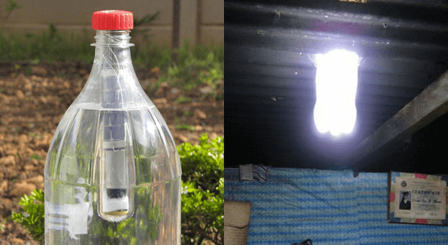 Projeto Lightie que utiliza garrafa pet para iluminação